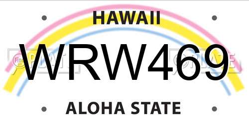 WRW469 Hawaii License Plate