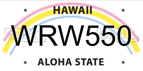 WRW550 Hawaii License Plate
