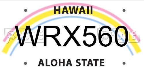 WRX560 Hawaii License Plate