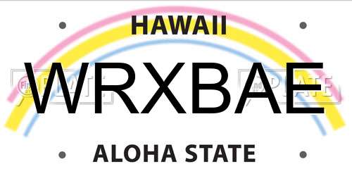 WRXBAE Hawaii License Plate