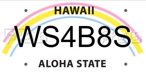 WS4B8S Hawaii License Plate