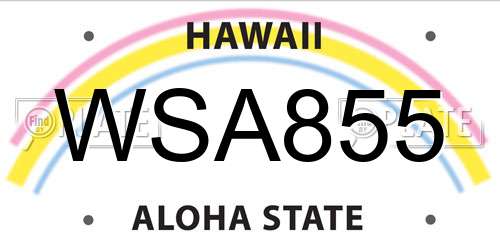 WSA855 Hawaii License Plate