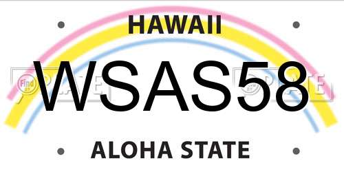 WSAS58 Hawaii License Plate