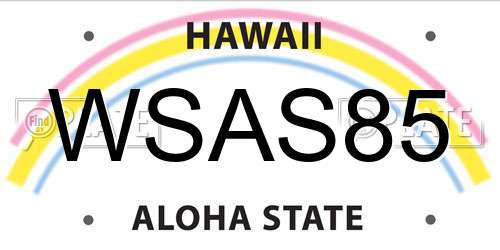 WSAS85 Hawaii License Plate