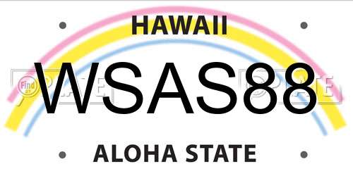 WSAS88 Hawaii License Plate