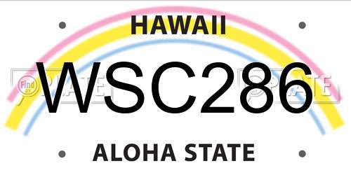WSC286 Hawaii License Plate