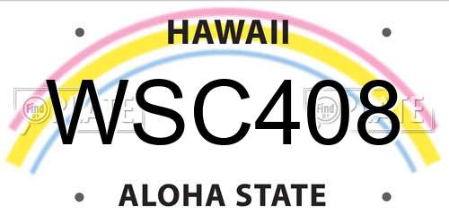 WSC408 Hawaii License Plate