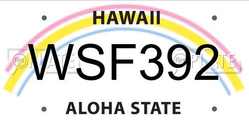 WSF392 Hawaii License Plate