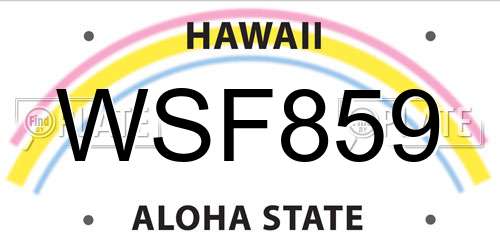 WSF859 Hawaii License Plate