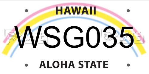 WSG035 Hawaii License Plate