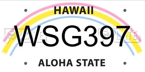 WSG397 Hawaii License Plate