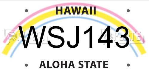 WSJ143 Hawaii License Plate
