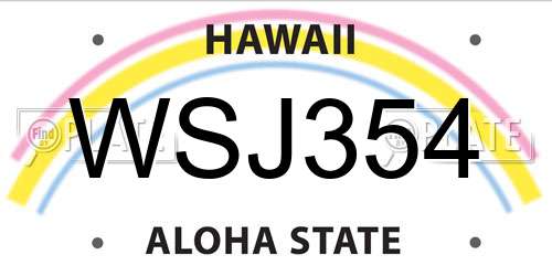 WSJ354 Hawaii License Plate