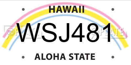 WSJ481 Hawaii License Plate
