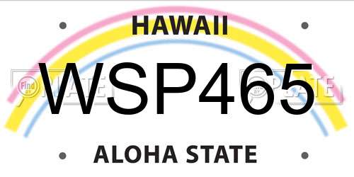 WSP465 Hawaii License Plate