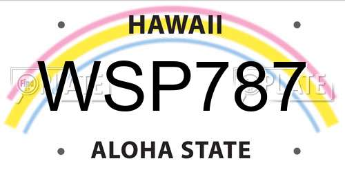 WSP787 Hawaii License Plate
