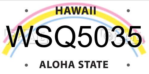 WSQ5035 Hawaii License Plate