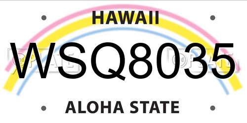 WSQ8035 Hawaii License Plate