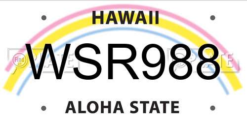 WSR988 Hawaii License Plate