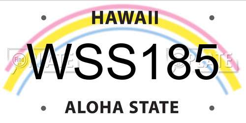 WSS185 Hawaii License Plate