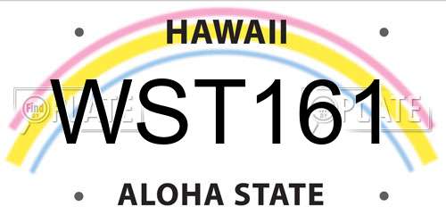 WST161 Hawaii License Plate