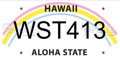 WST413 Hawaii License Plate