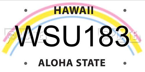 WSU183 Hawaii License Plate