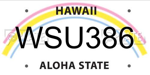 WSU386 Hawaii License Plate