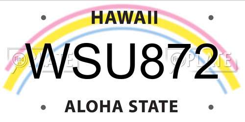WSU872 Hawaii License Plate