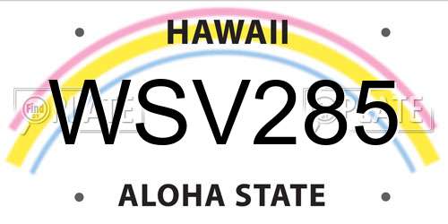 WSV285 Hawaii License Plate