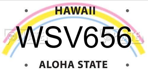 WSV656 Hawaii License Plate