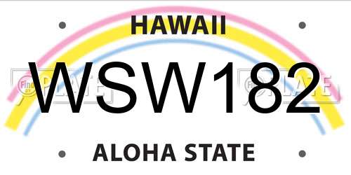 WSW182 Hawaii License Plate
