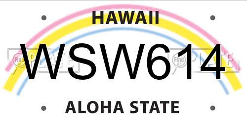 WSW614 Hawaii License Plate