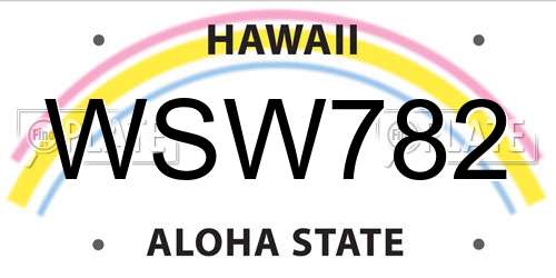 WSW782 Hawaii License Plate