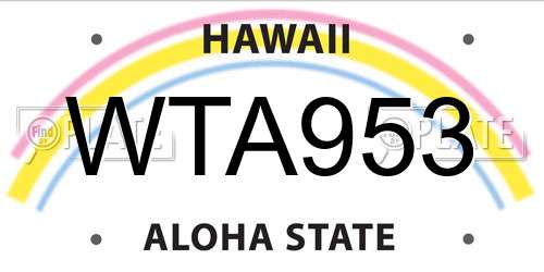 WTA953 Hawaii License Plate