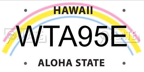 WTA95E Hawaii License Plate