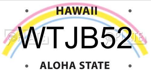 WTJB52 Hawaii License Plate