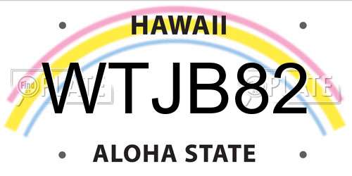 WTJB82 Hawaii License Plate