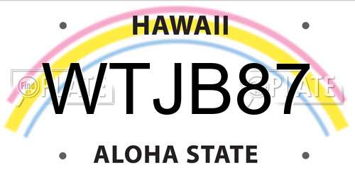 WTJB87 Hawaii License Plate