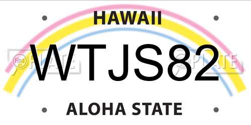 WTJS82 Hawaii License Plate