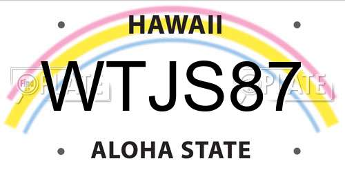 WTJS87 Hawaii License Plate