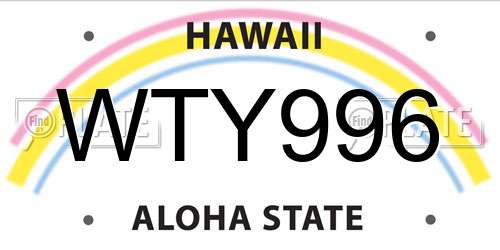 WTY996 Hawaii License Plate