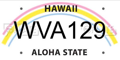 WVA129 Hawaii License Plate