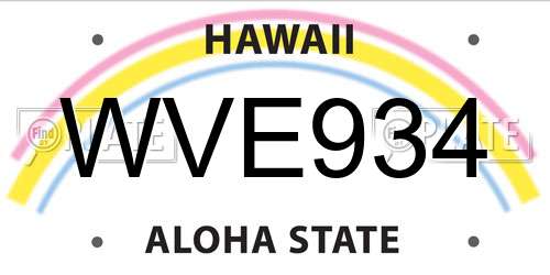 WVE934 Hawaii License Plate