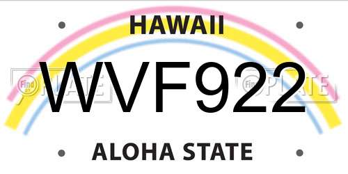 WVF922 Hawaii License Plate