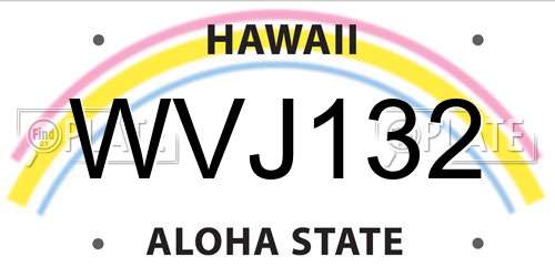WVJ132 Hawaii License Plate