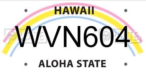 WVN604 Hawaii License Plate