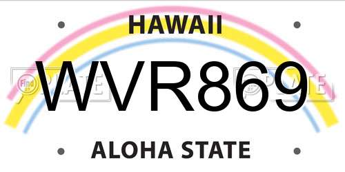 WVR869 Hawaii License Plate