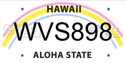 WVS898 Hawaii License Plate
