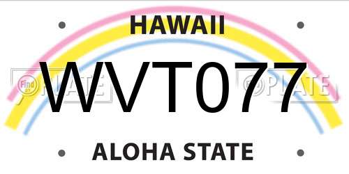WVT077 Hawaii License Plate
